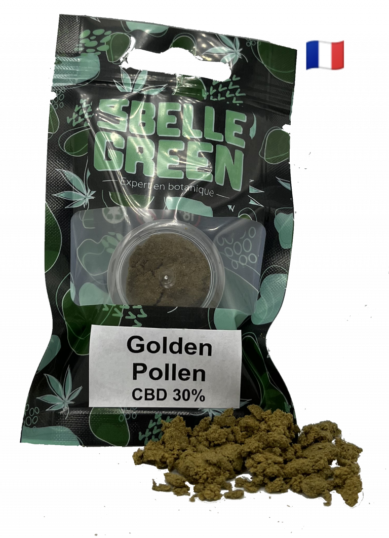 Sachet noir et vert de résine de golden pollen en résine de CBD